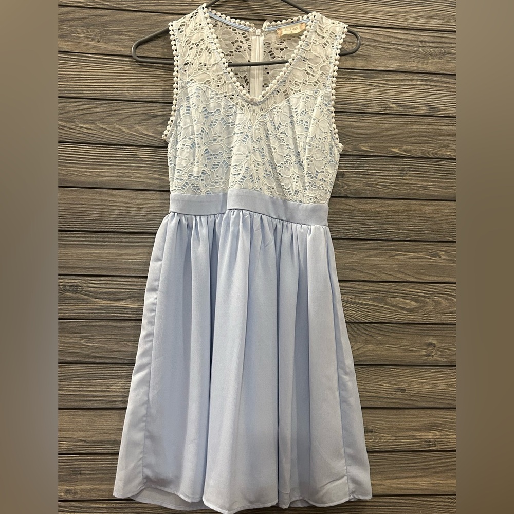 Junior White Lace and blue mini dress for all occasions!